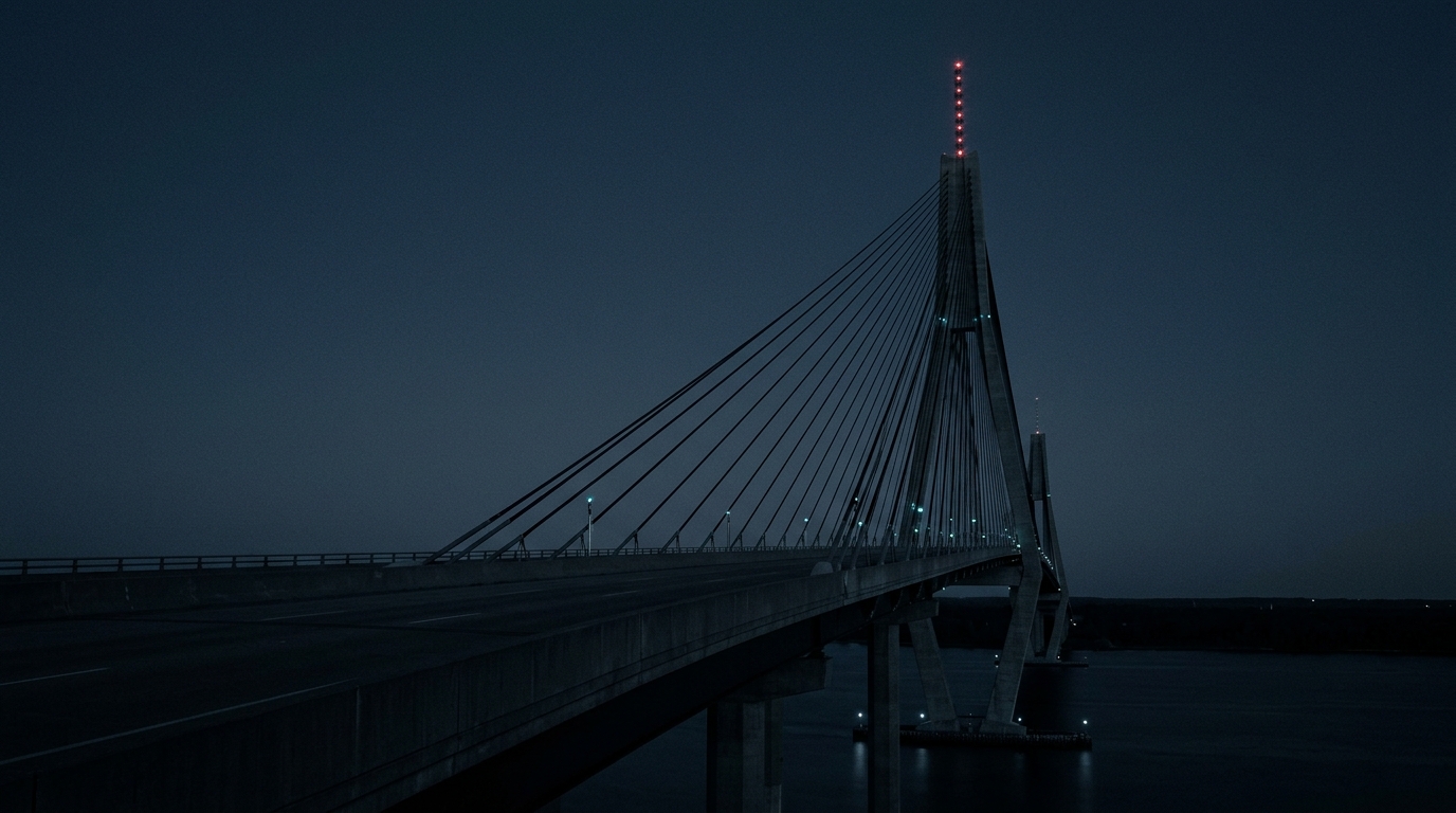 Cable-stayed bridge at blue hour